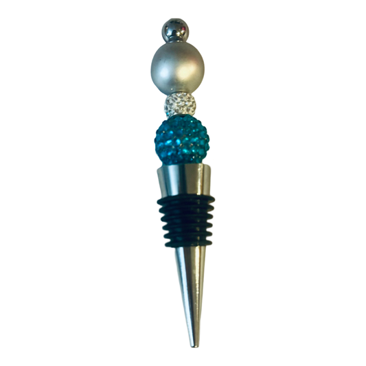 Teal and Silver Wine Bottle Stopper