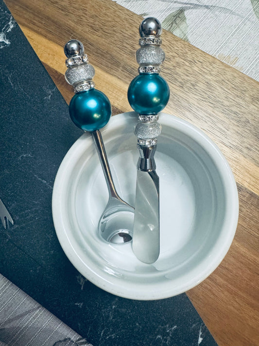 Teal and Silver Wine Bottle Stopper