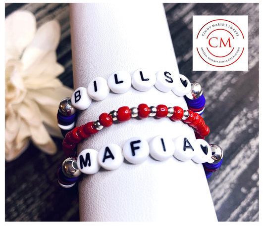 Buffalo Bills Stretch Bracelet Sets - Cindy Marie's Sweets Boutique