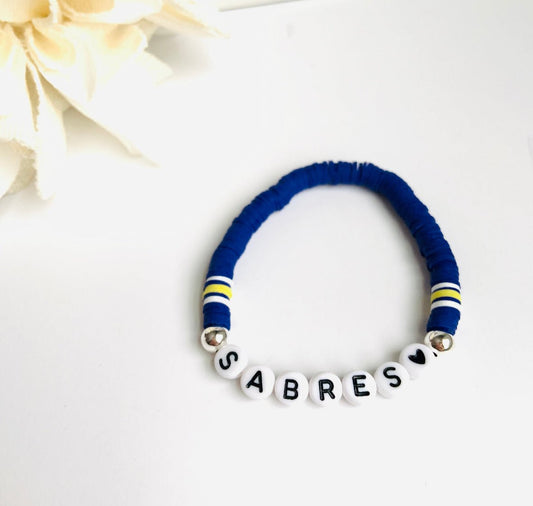 Buffalo Sabres Custom Heishi Clay Bracelet - Cindy Marie's Sweets Boutique